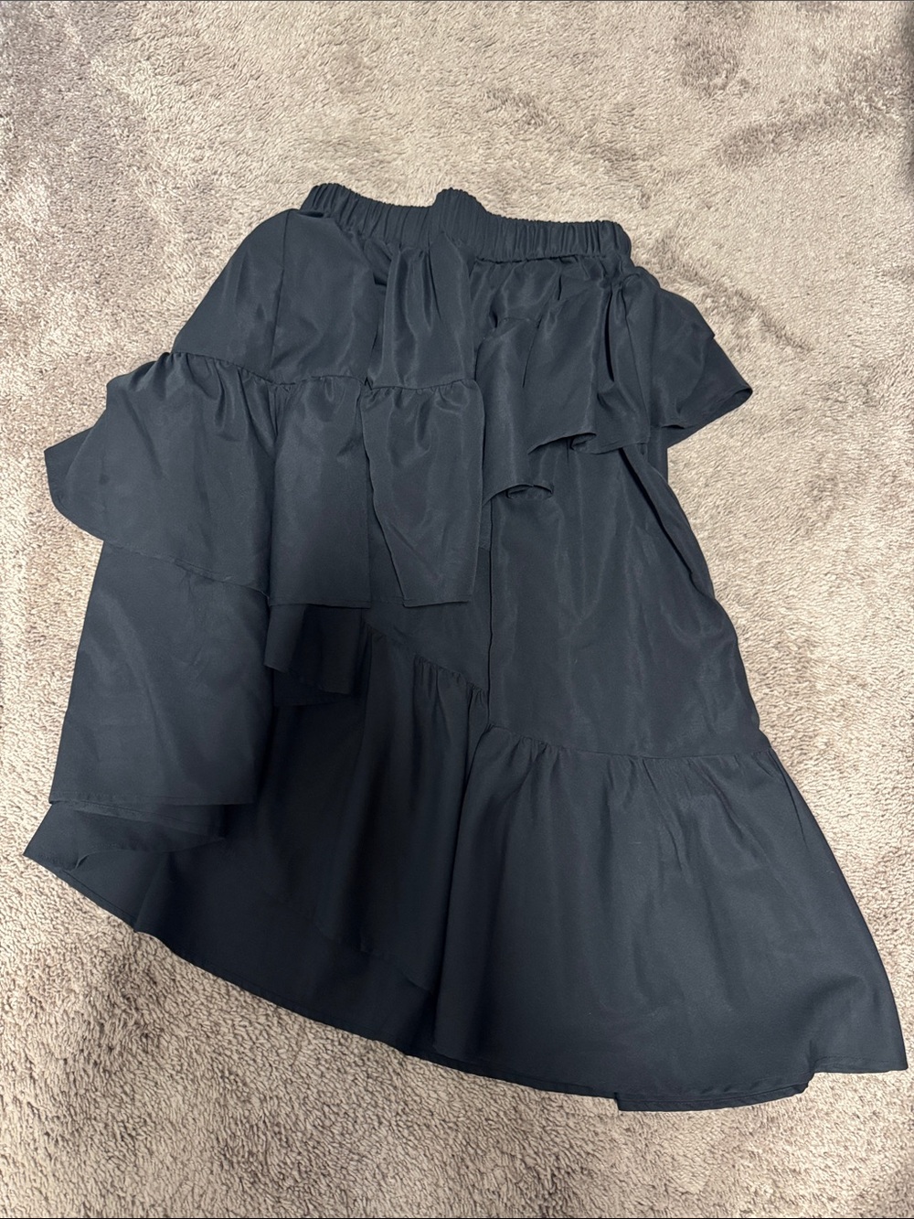SHEIN Black High-Low Tiered Ruffle Skirt